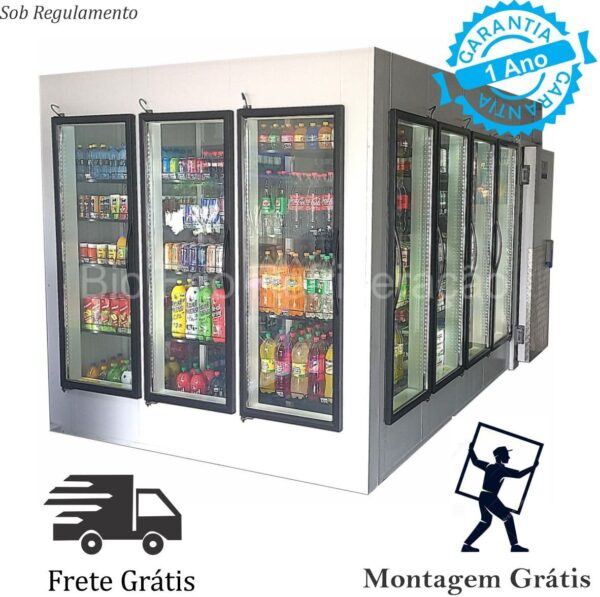 Walkin Cooler com 7 portas de vidro