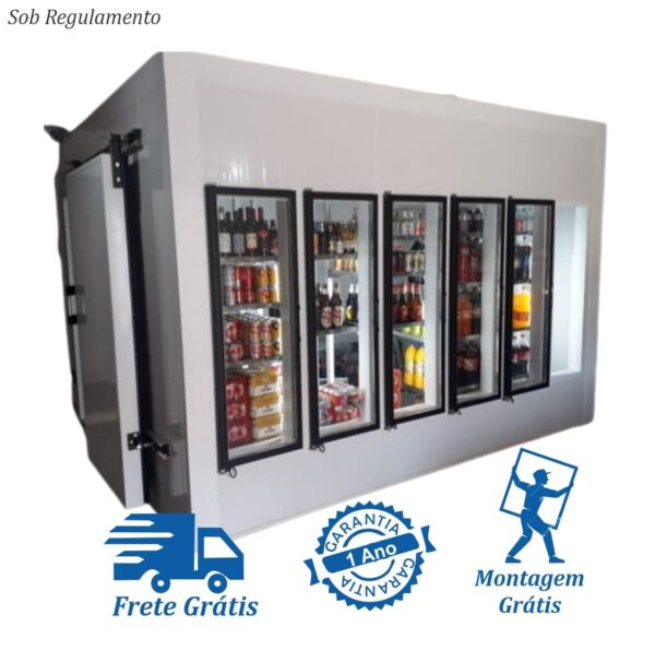 Walkin Cooler com 5 portas de vidro.