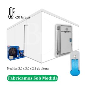 Câmara Fria Congelados: 3 x 3 x 2,4 de altura