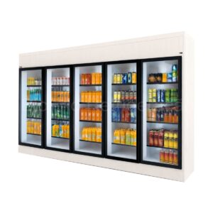 walkin Cooler com 5 Portas de Vidro expositora sem porta de entrada para estoque.