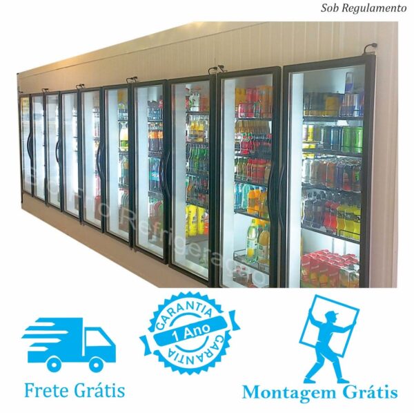 walkin Cooler com 10 Portas de Vidro
