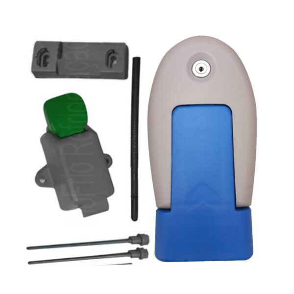 Fechadura Vertical arredondada azul/cinza e cinza/verde para Porta de Câmara Fria