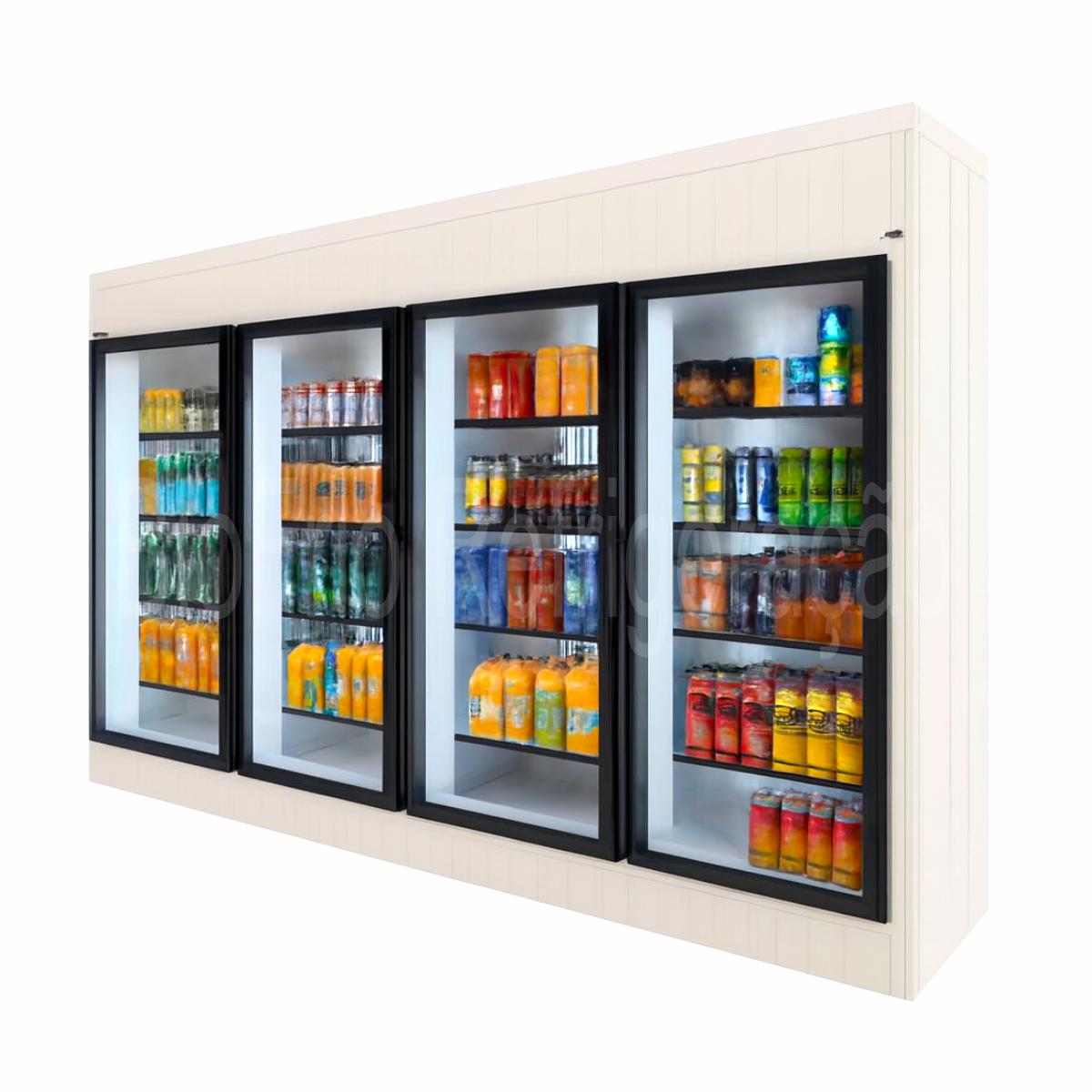 walkin Cooler com 4 Portas de Vidro expositora sem porta de entrada para estoque - Image 1