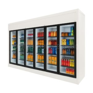 walkin Cooler com 6 Portas de Vidro expositora sem porta de entrada para estoque