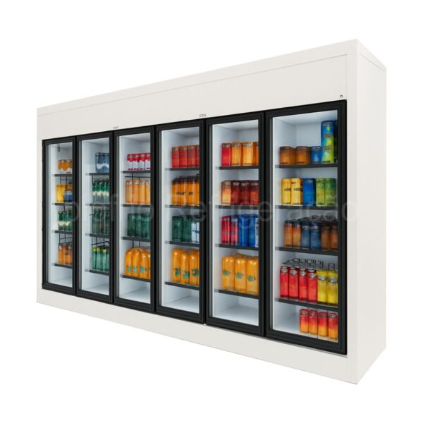 walkin Cooler com 6 Portas de Vidro expositora sem porta de entrada para estoque