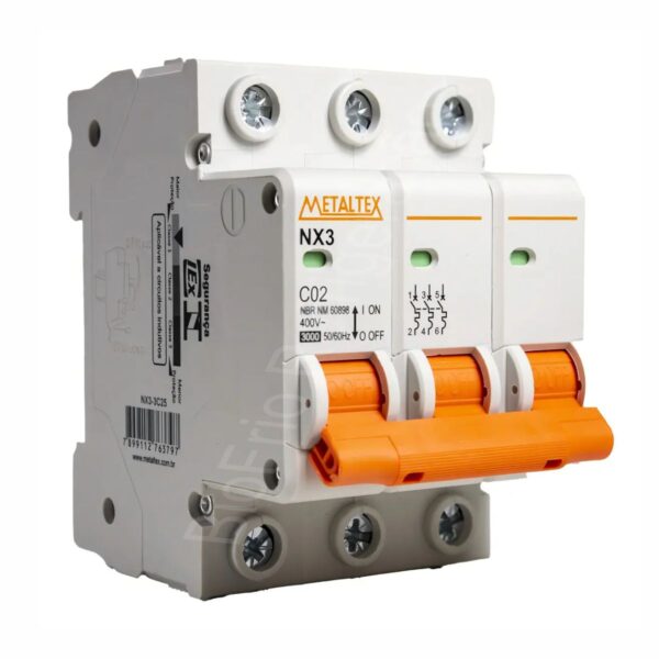 Disjuntor Tripolar 25 Amperes Metaltex