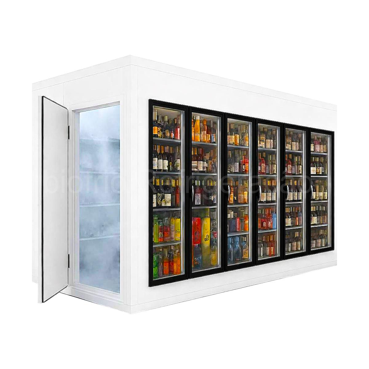 walkin Cooler com 6 Portas de Vidro expositora com porta de entrada para estoque - Image 1